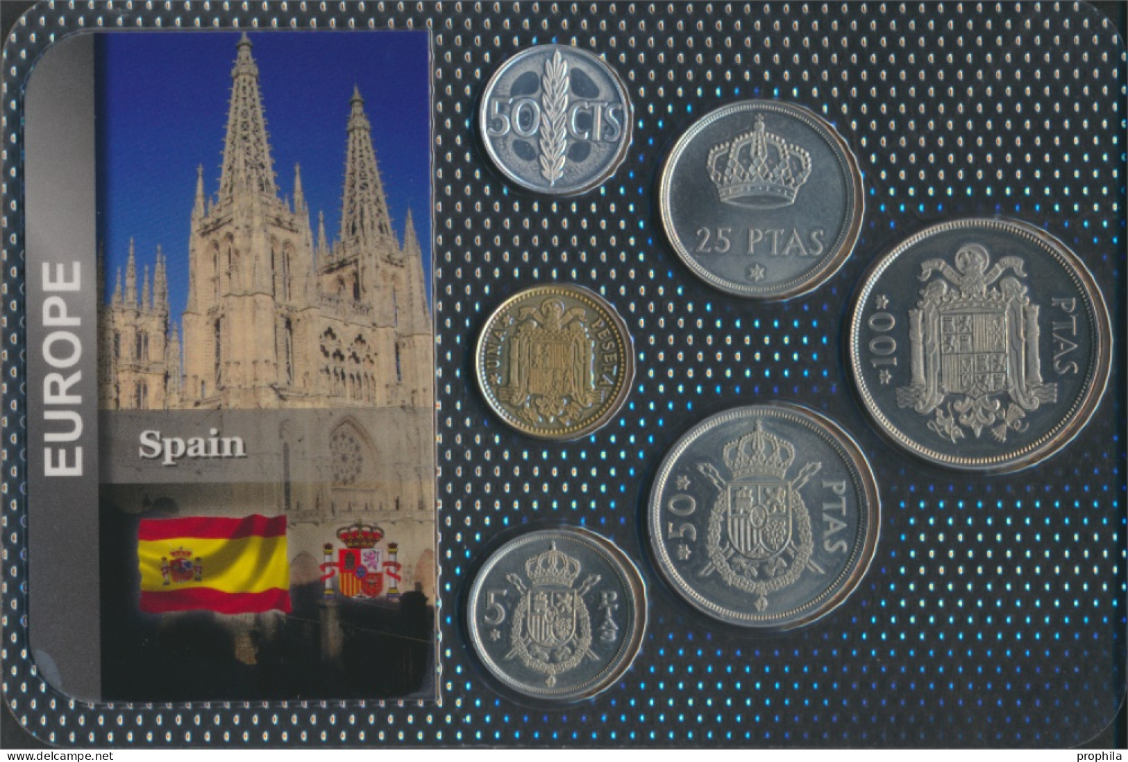 Spanien 1975 Stgl./unzirkuliert Kursmünzen 1975 50 Centimos Bis 100 Pesetas (10091976 - Ongebruikte Sets & Proefsets