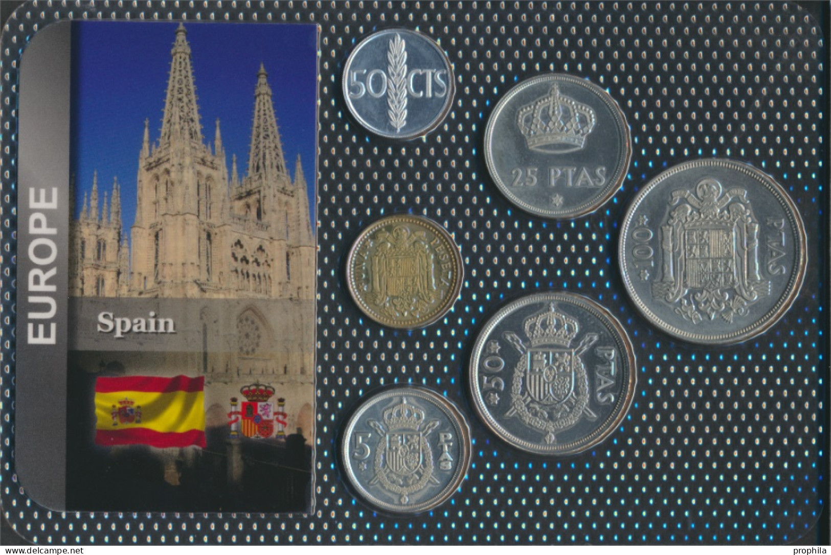 Spanien 1975 Stgl./unzirkuliert Kursmünzen 1975 50 Centimos Bis 100 Pesetas (10091978 - Münz- Und Jahressets