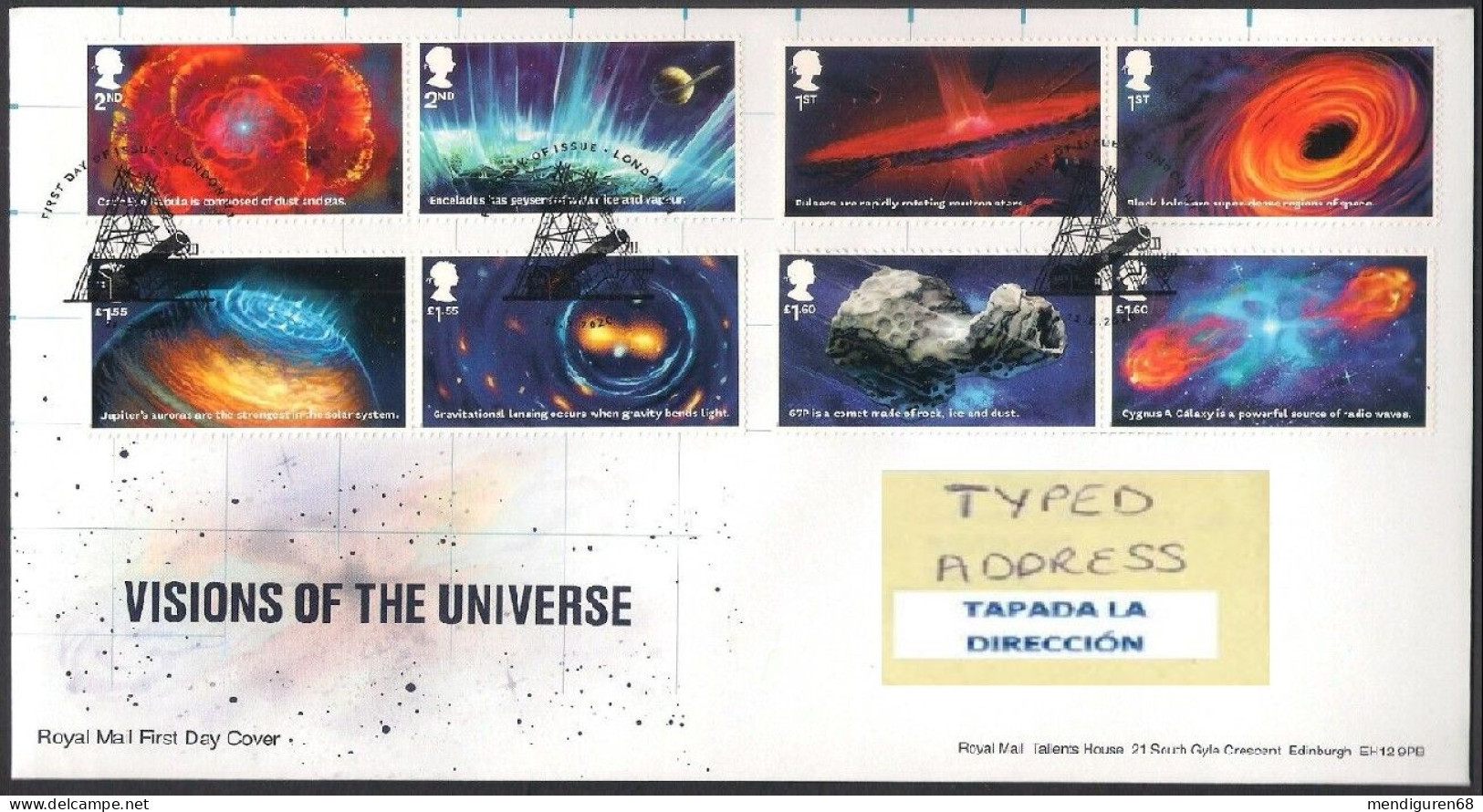 GROSSBRITANNIEN GRANDE BRETAGNE GB 2020 VISIONS OF THE UNIVERSE SET 8v FDC SG 4322-29 MI 4532-39 YT 4934-41 - 2011-2020 Ediciones Decimales