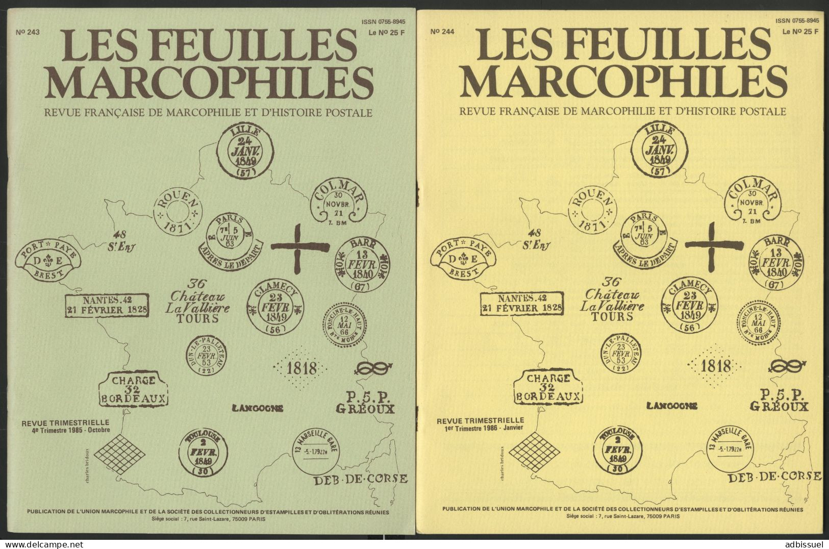 Feuilles Marcophiles 8 Numéros : 228; 230; 234; 241 à 245; 262 Avec De Nombreux Articles Voir Suite - Filatelia E Historia De Correos