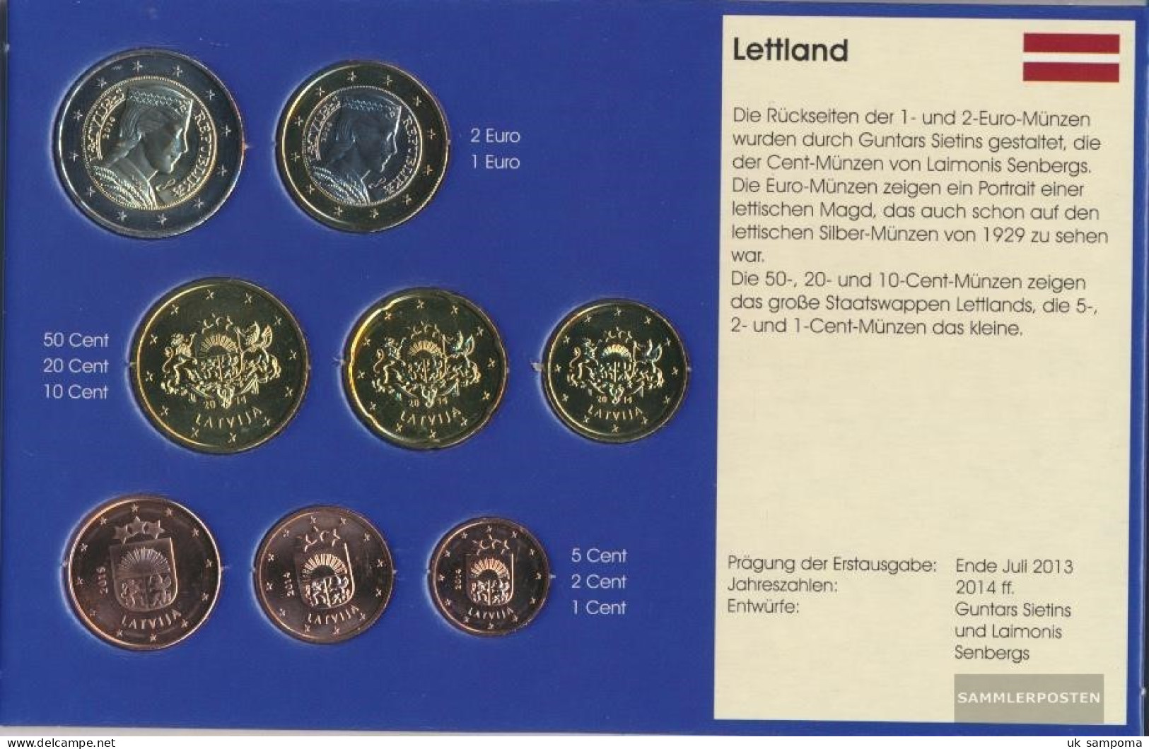 Latvia Stgl./unzirkuliert Kursmünzensatz Mixed Vintages Stgl./unzirkuliert From 2014 Euro Komplettausgfrome - Latvia