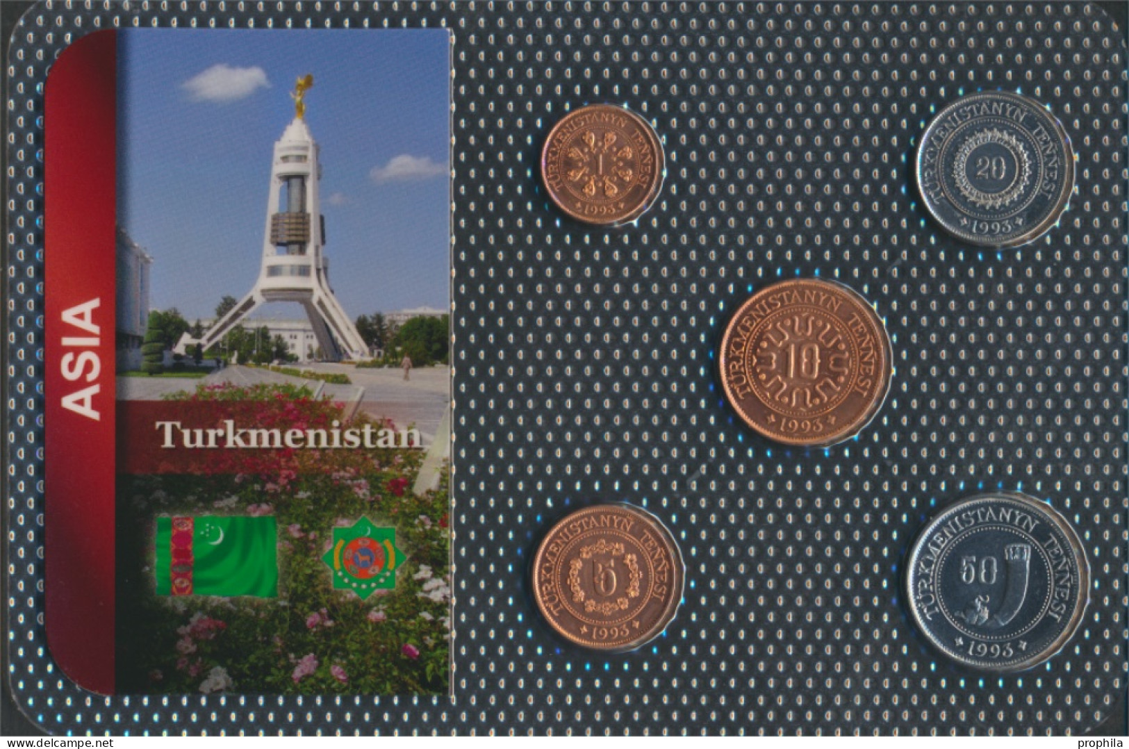 Turkmenistan 1993 Stgl./unzirkuliert Kursmünzen 1993 1 Tenge Bis 50 Tenge (10092058 - Turkmenistán