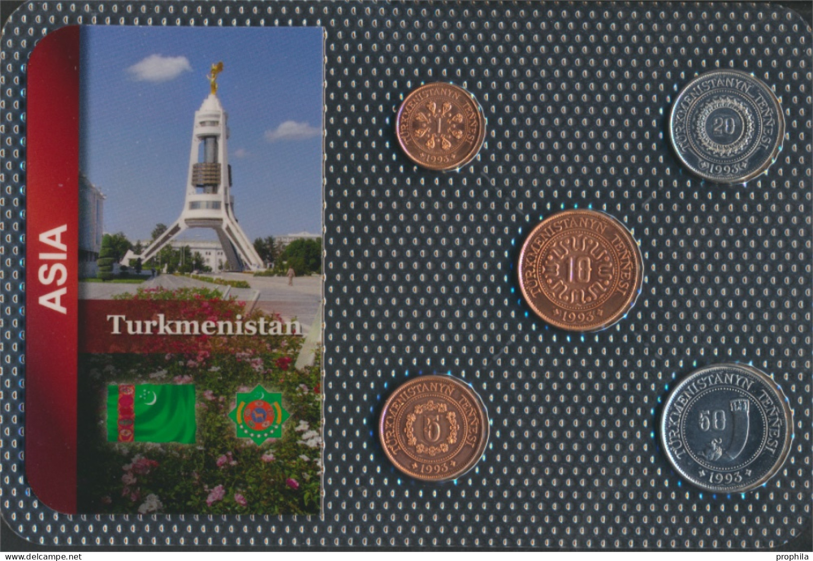 Turkmenistan 1993 Stgl./unzirkuliert Kursmünzen 1993 1 Tenge Bis 50 Tenge (10092059 - Turkmenistán
