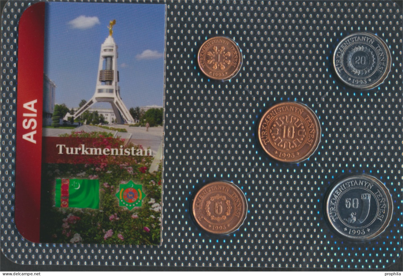 Turkmenistan 1993 Stgl./unzirkuliert Kursmünzen 1993 1 Tenge Bis 50 Tenge (10092061 - Turkmenistán