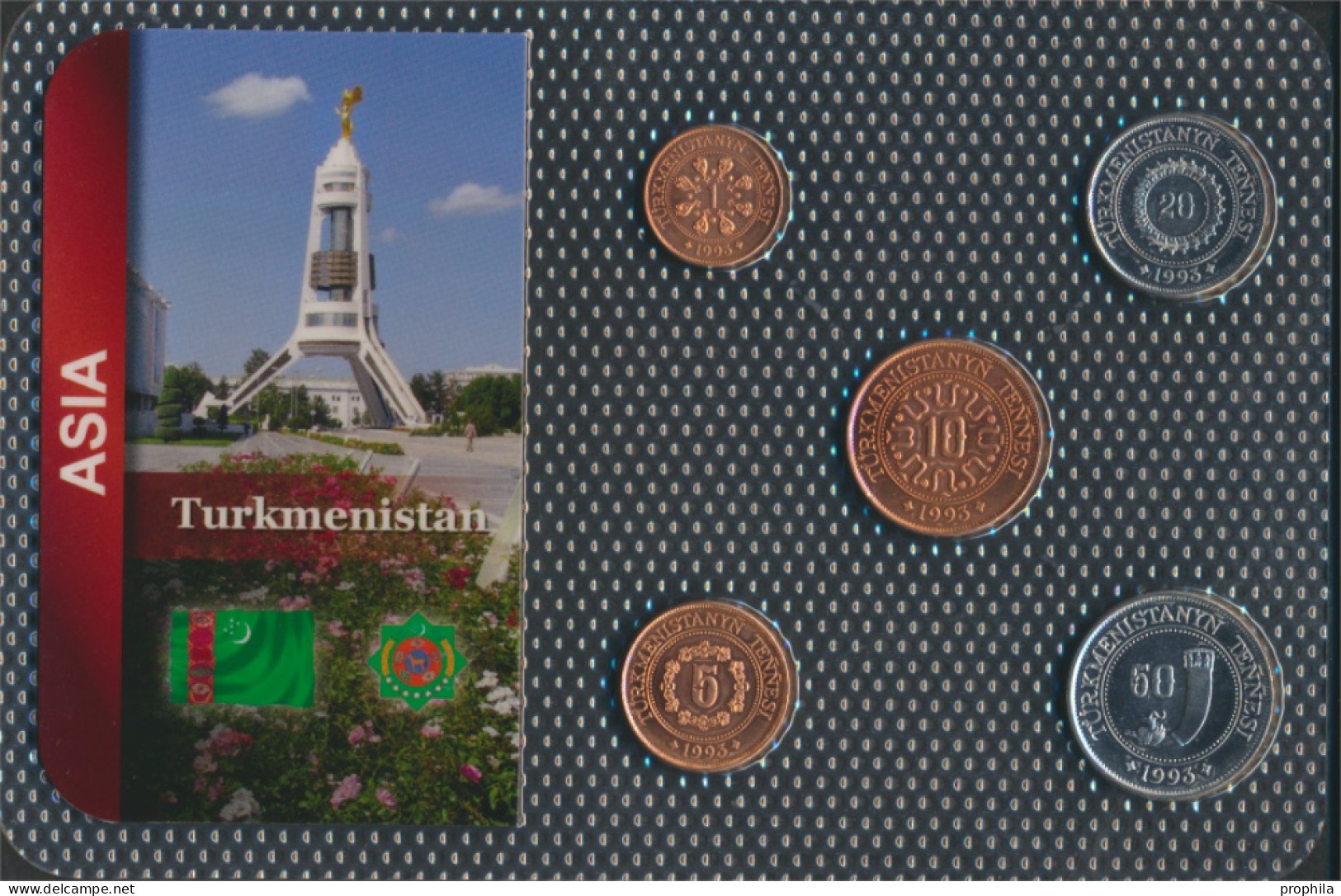 Turkmenistan 1993 Stgl./unzirkuliert Kursmünzen 1993 1 Tenge Bis 50 Tenge (10092062 - Turkmenistán