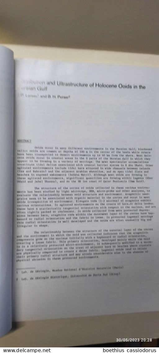 DISTRIBUTION AND ULTRASTRUCTURE OF HOLOCENE OOIDS IN THE PERSIAN GULF 1973 J.-P. LOREAU Et B. H. PURSER - Aardwetenschappen