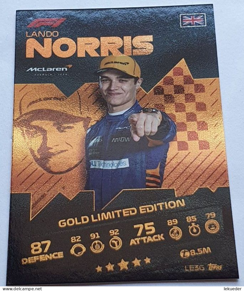 #LE3G LANDO  NORRIS (McLaren) Gold Limited Edition - TOPPS Turbo Attax 2021 - Automobile - F1