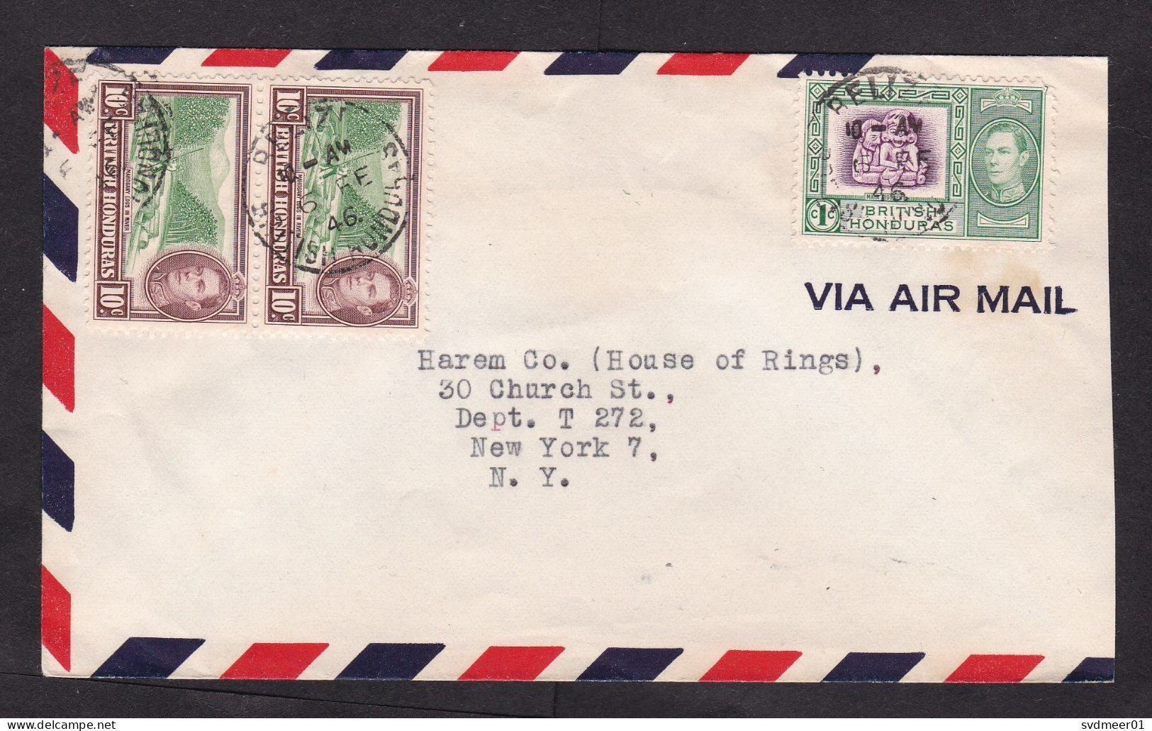 British Honduras: Airmail Cover To USA, 1946, 3 Stamps, King George VI, KGVI, Heritage (minor Damage, See Scan) - British Honduras (...-1970)