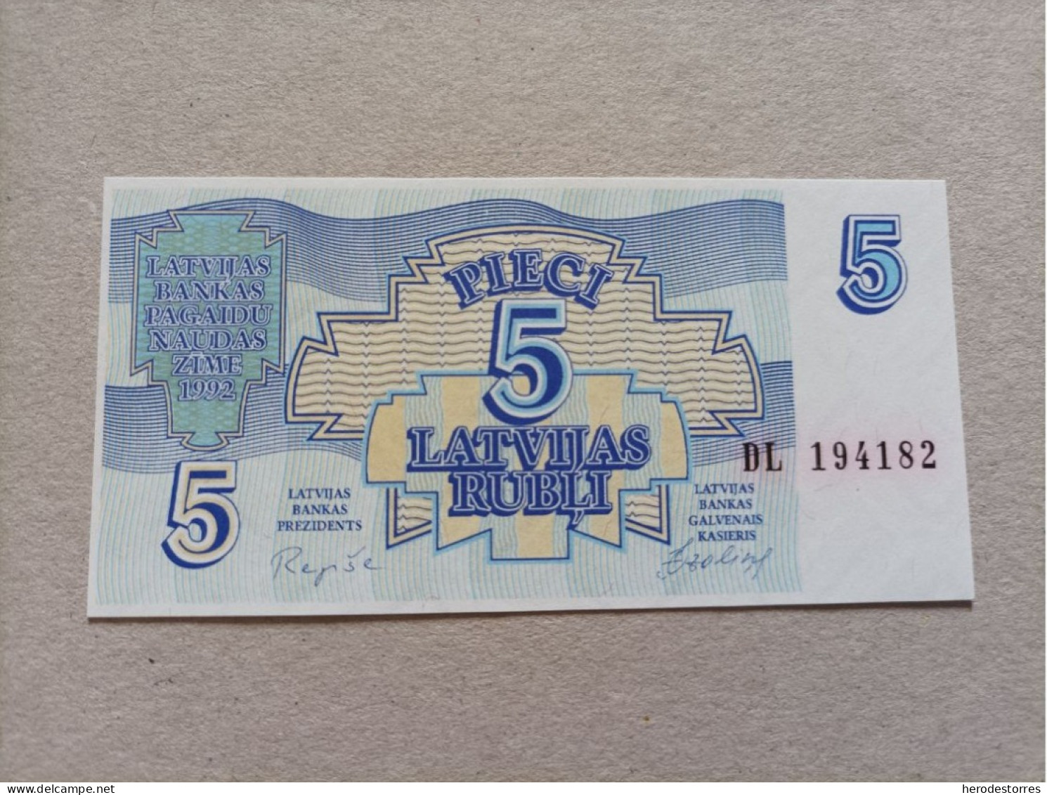 Billete De Letonia De 5 Rublos, Año 1992, UNC - Letonia