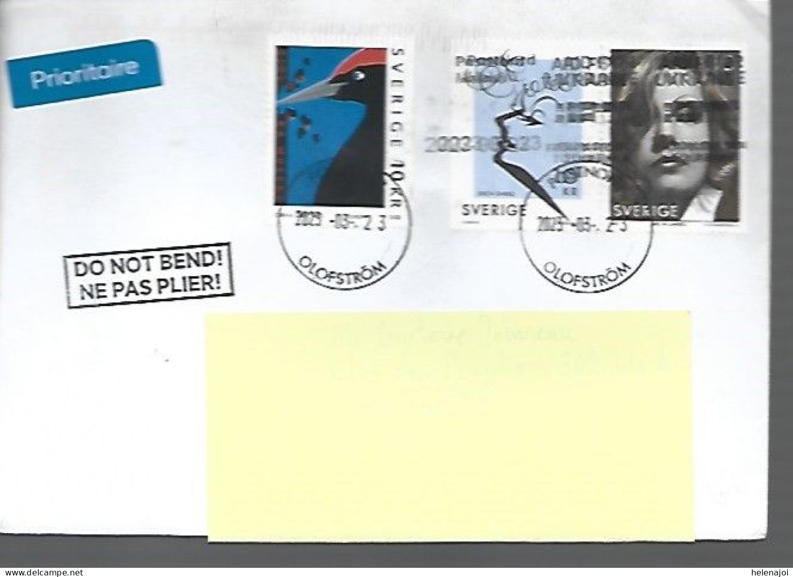 Lettre Avec 3 Timbres Différents Greta Garbo - Covers & Documents