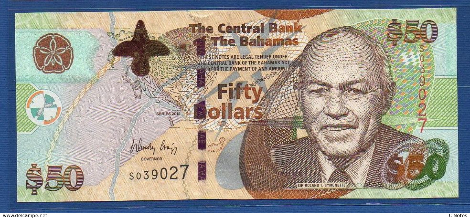 BAHAMAS - P.75A – 50 Dollars 2012 UNC, S/n S039027 - Bahamas