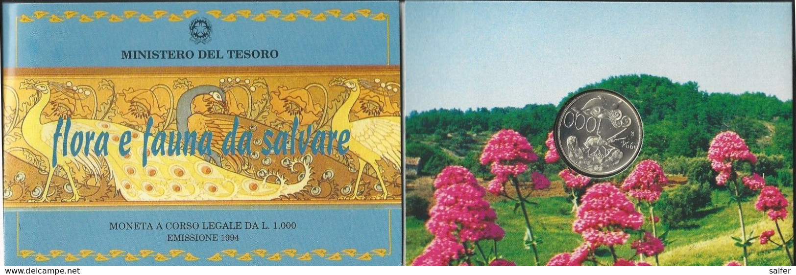 REPUBBLICA  1994  FLORA E FAUNA  Lire 1000 AG - Commémoratives