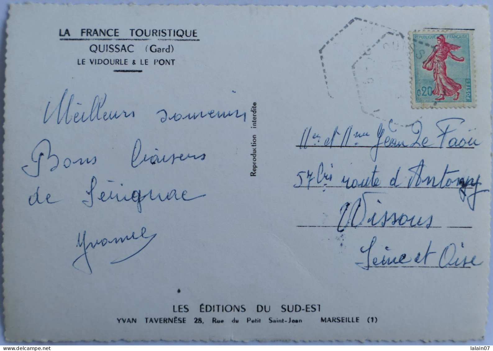 Carte Postale : 30 : QUISSAC : Le Vidourle Et Le Pont, Timbre En 1961 - Quissac