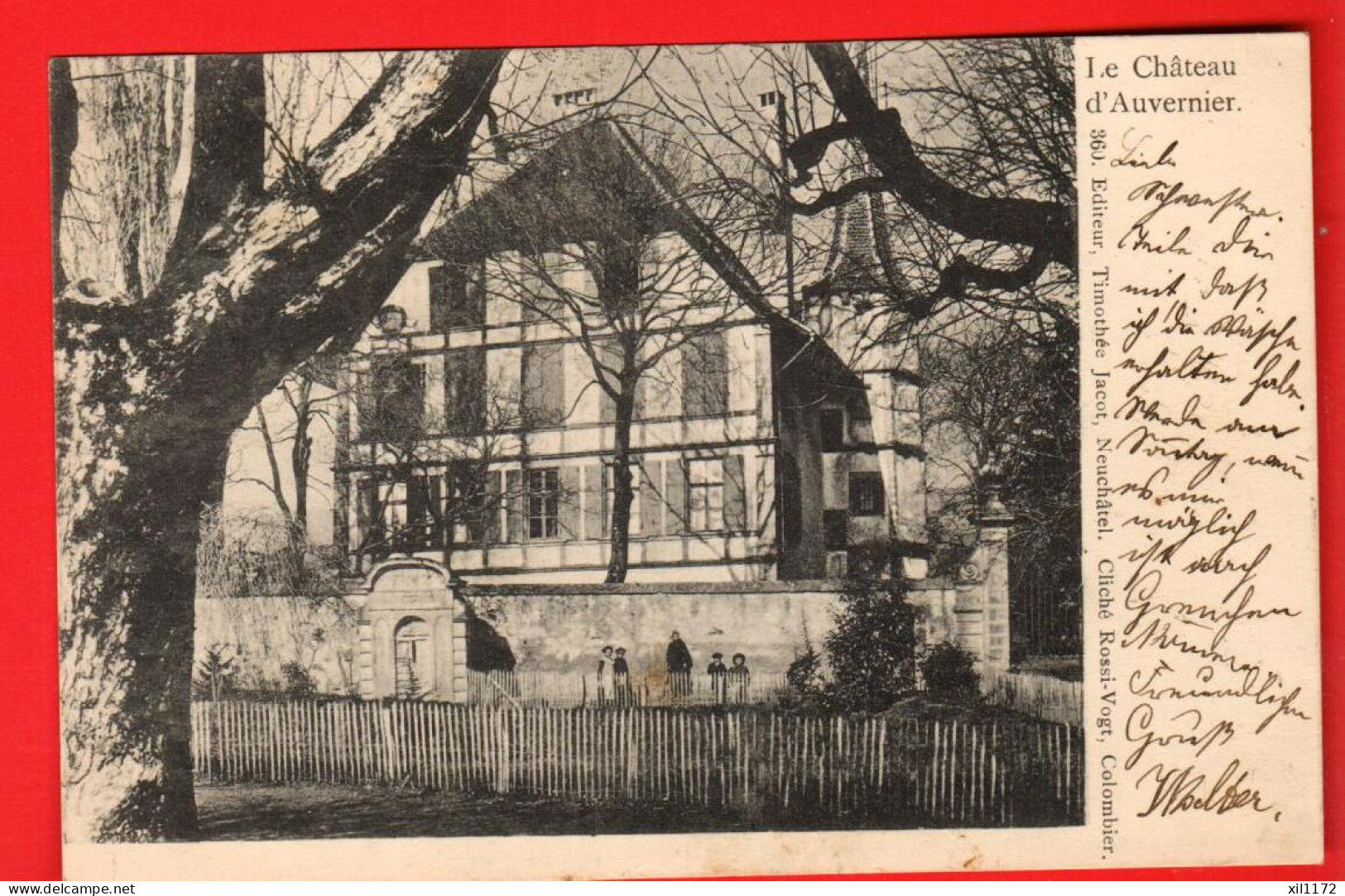 DBB-10  Le Château D'Auvernier. ANIME. Dos Simple. Circ. 1903, Timbre Manque - Auvernier