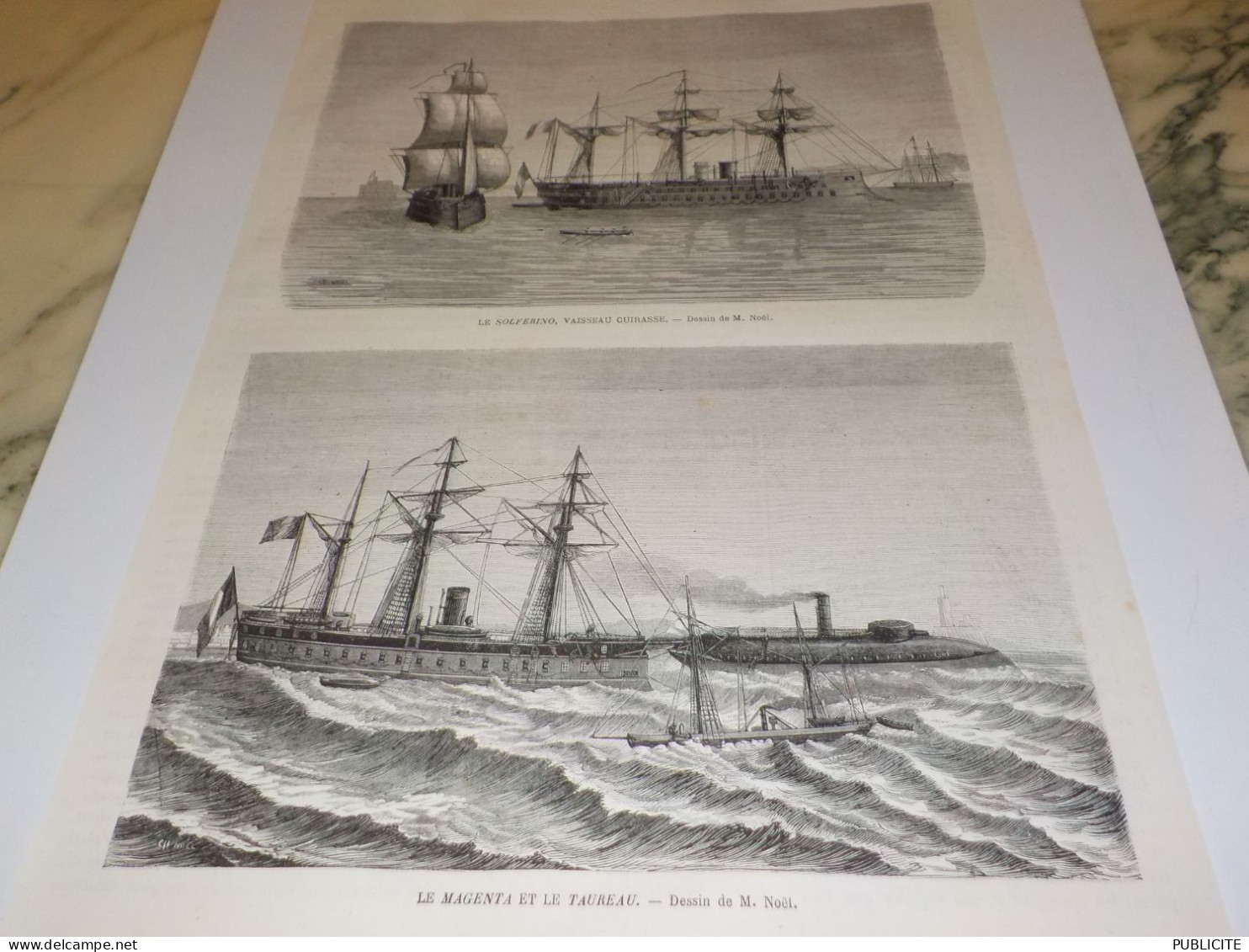 GRAVURE BATEAU SOLFERINO LE MAGENTA ET LE TAUREAU  1867 - Boats