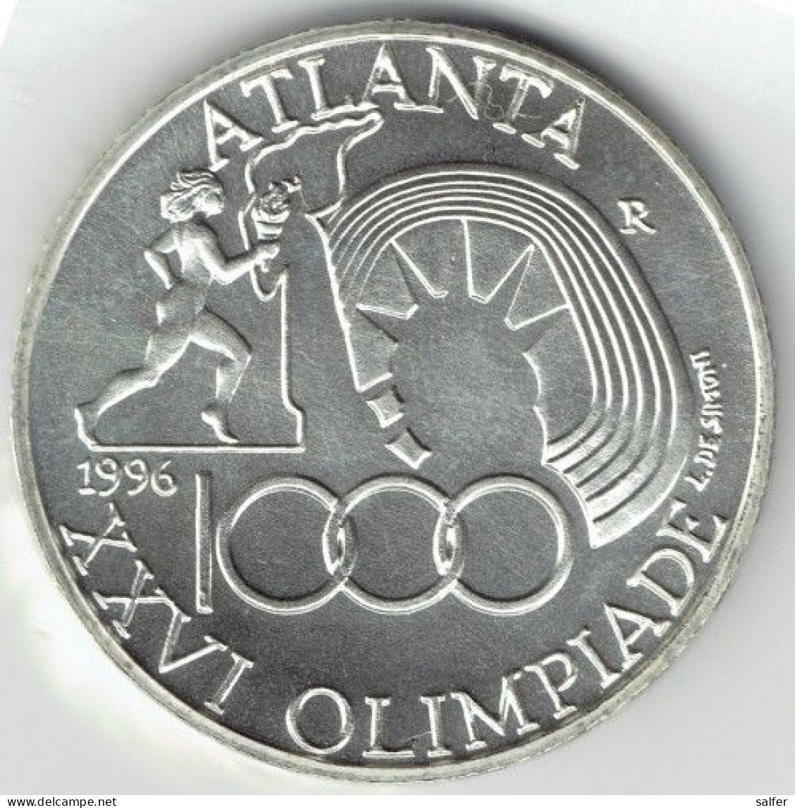 REPUBBLICA  1996   OLIMPIADI DI ATLANTA  Lire 1000 AG - Commémoratives