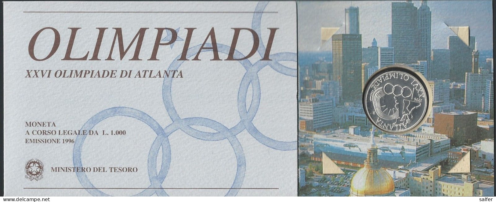 REPUBBLICA  1996   OLIMPIADI DI ATLANTA  Lire 1000 AG - Herdenking