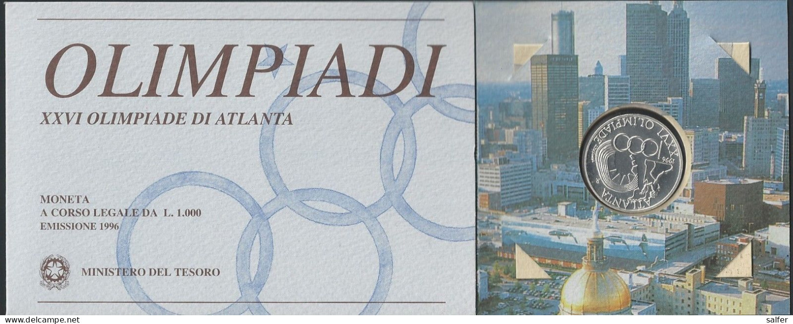 REPUBBLICA  1996   OLIMPIADI DI ATLANTA  Lire 1000 AG - Commémoratives