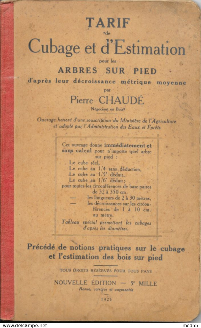 Tarif De Cubage Et Estimation Pour Les Arbres Sur Pied Par Pierre CHAUDE - Comptabilité/Gestion