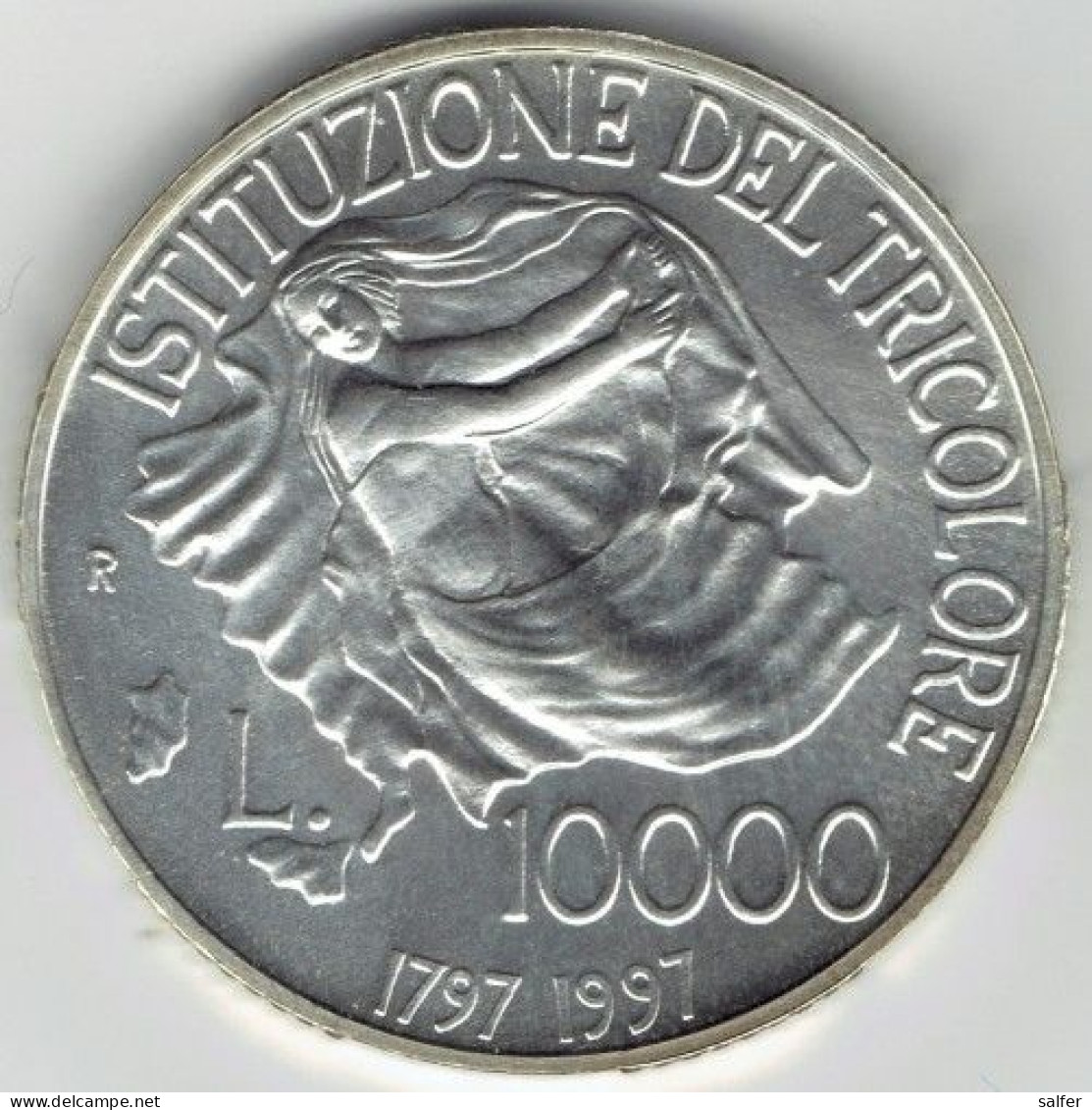 REPUBBLICA  1997  200° TRICOLORE Lire 10000 AG - Commémoratives