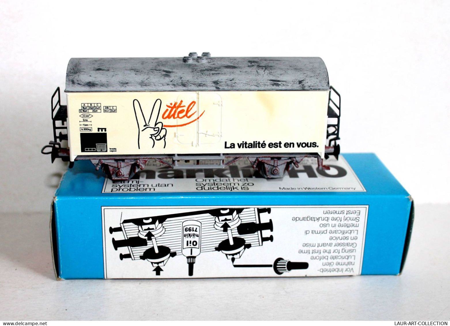 RARE MARKLIN HO WAGON FRIGORIFIQUE MARCHANDISE N°4485 VITTEL EAU MINIATURE TRAIN - MODELE FERROVIAIRE (1505.31) - Wagons Marchandises