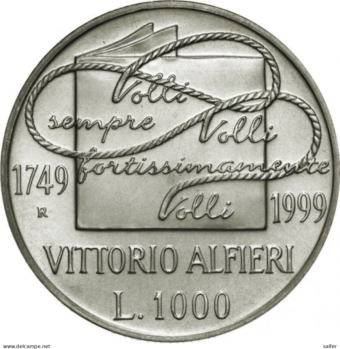 REPUBBLICA  1999  VITTORIO ALFIERI  Lire 1000 AG - Conmemorativas