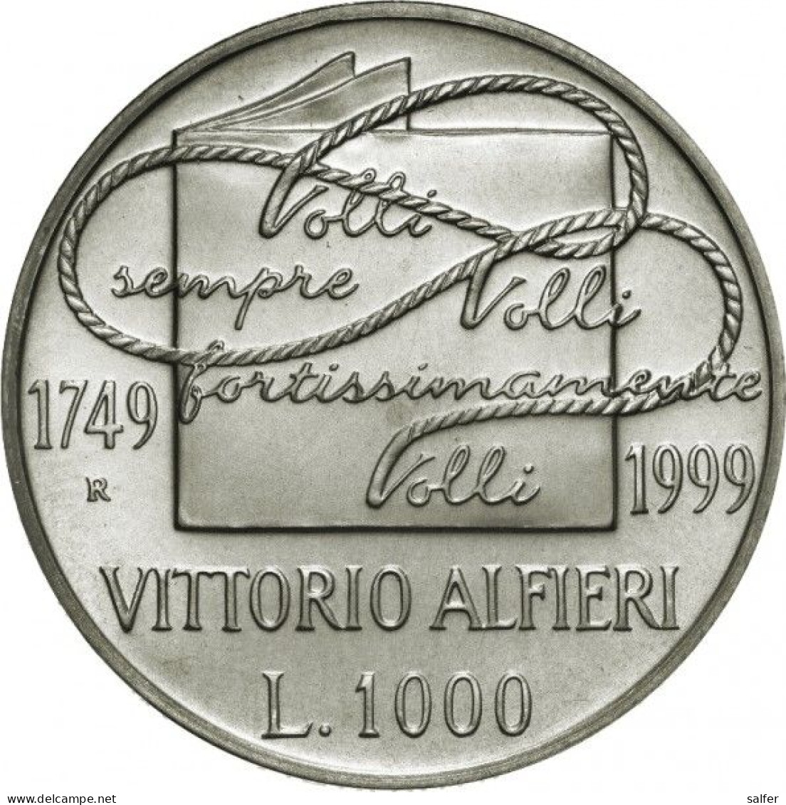 REPUBBLICA  1999  VITTORIO ALFIERI  Lire 1000 AG - Commémoratives