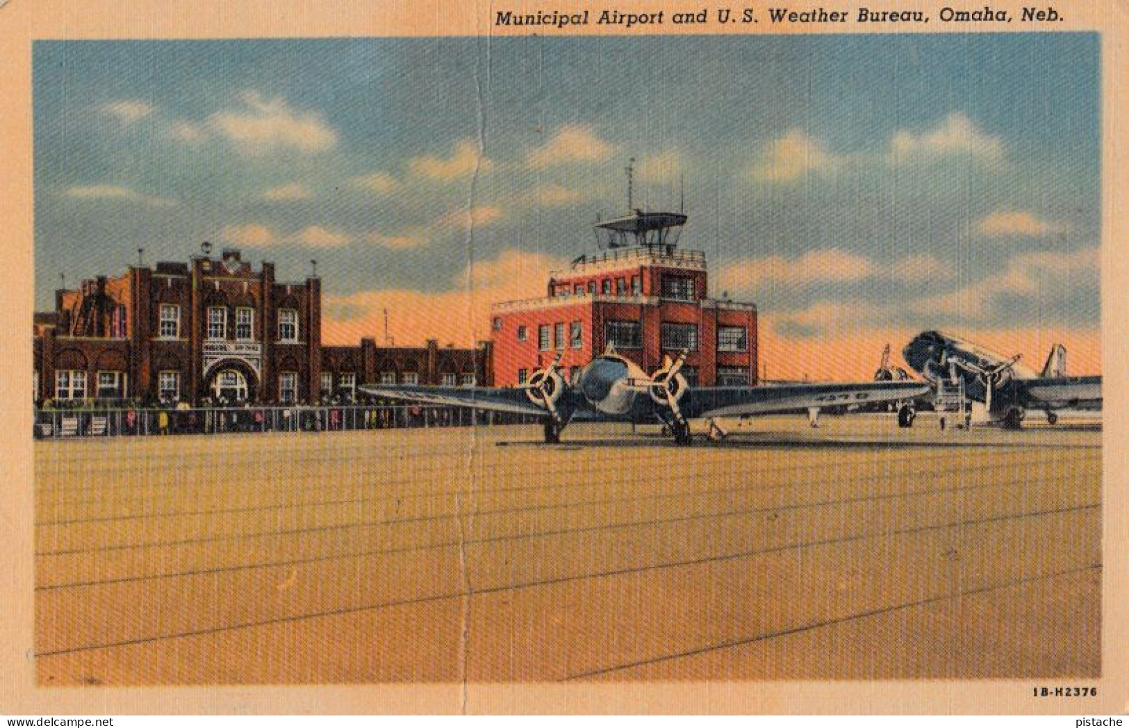 3700 – Omaha Nebraska – Municipal Airport And Weather Bureau – Plane Aircraft - Fair Condition – See Both Scans - Omaha