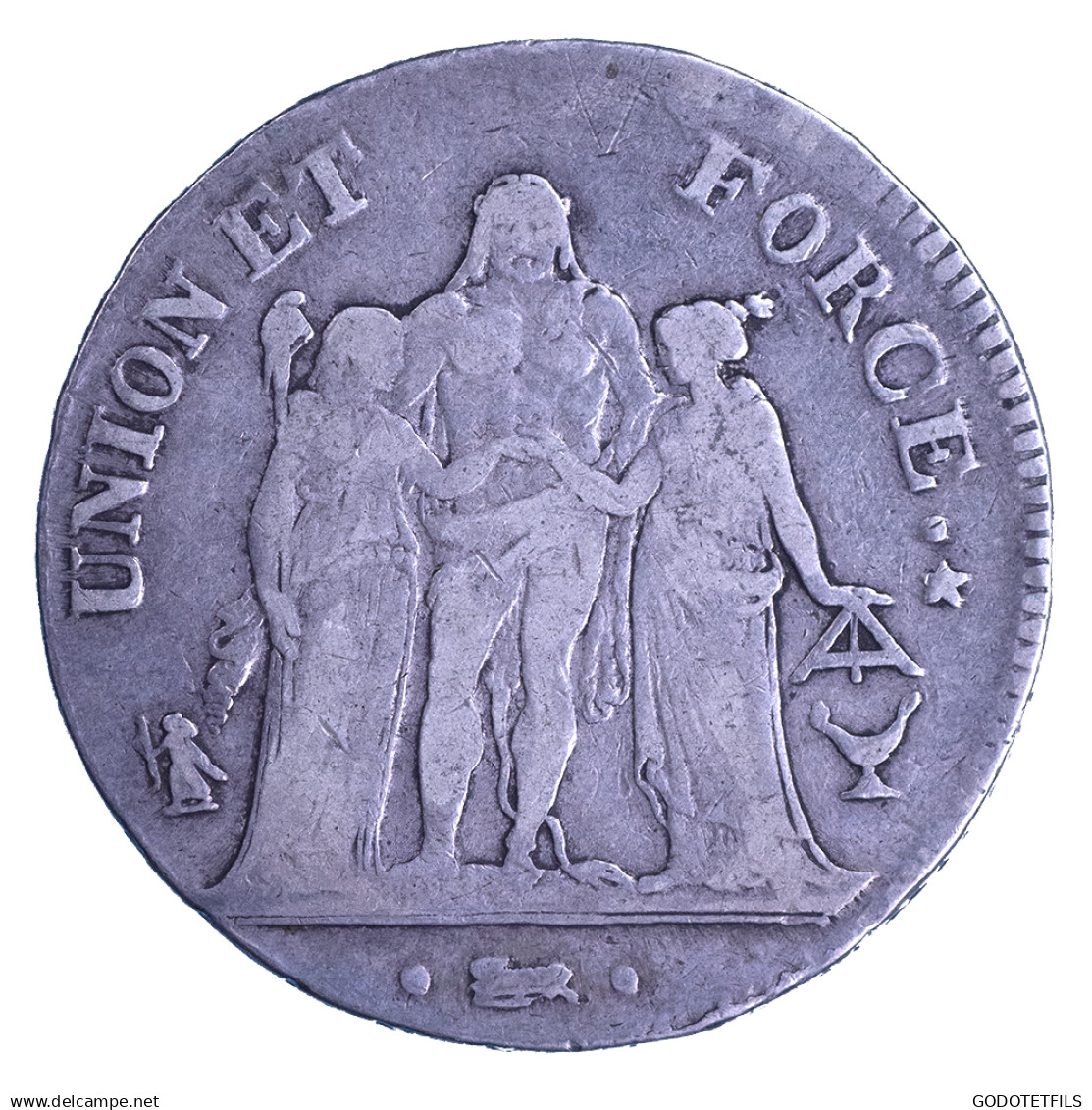 Directoire-Union Et Force 5 Francs An 7 (1799) Bordeaux - 1795-1799 Directoire