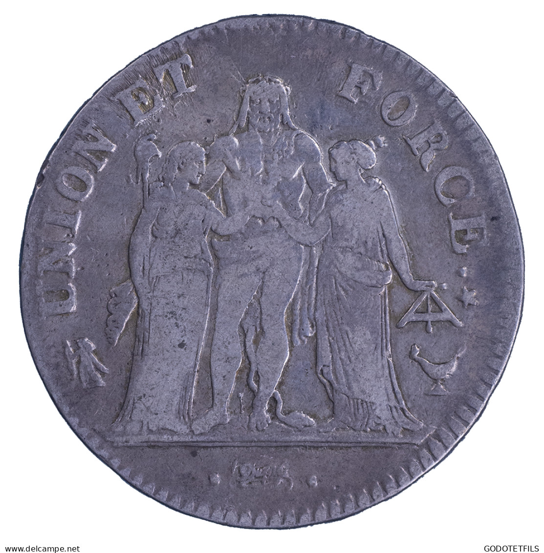 Directoire-Union Et Force 5 Francs An 5 (1797) Bordeaux - 1795-1799 Direttorio