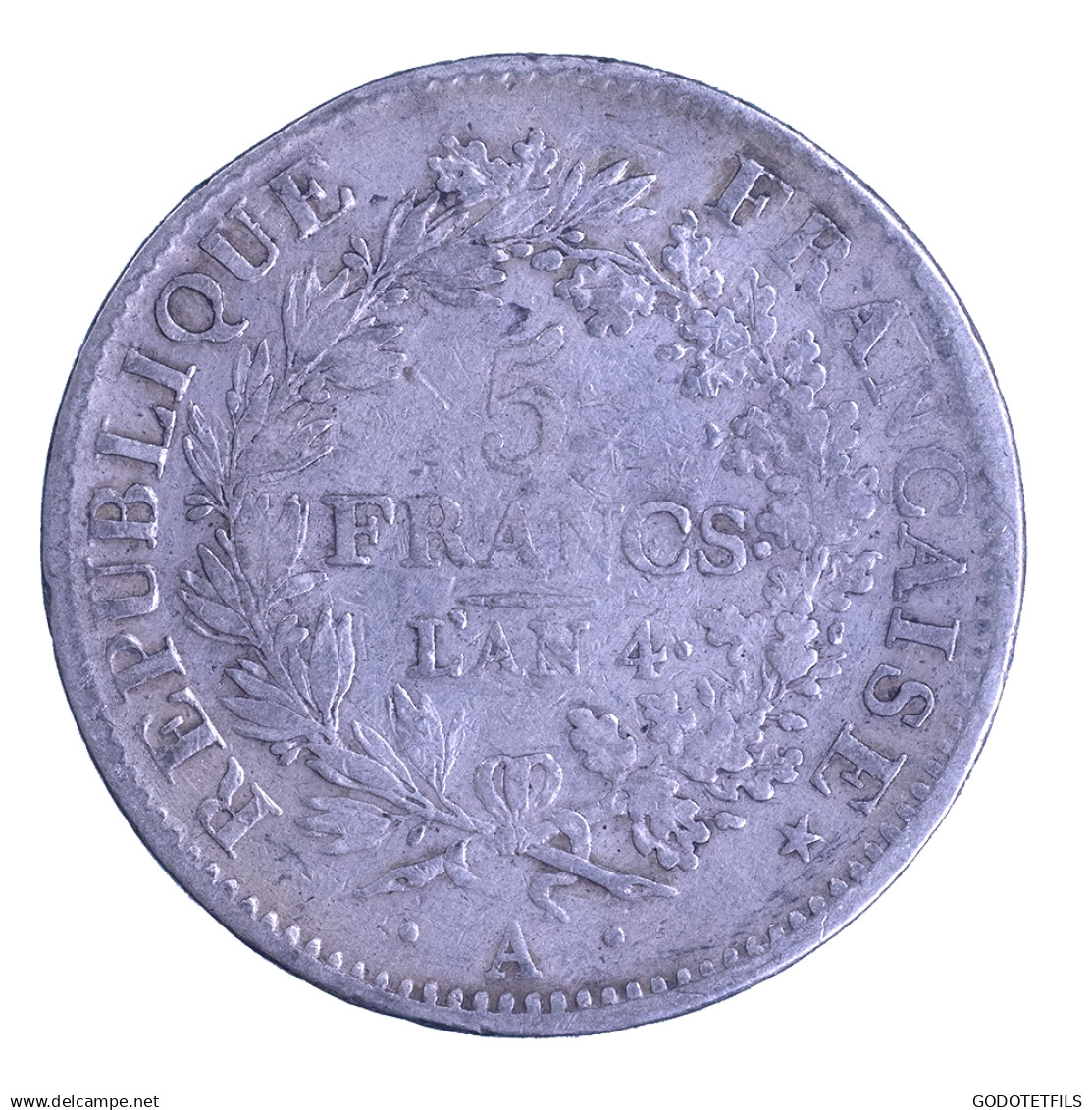 Directoire- Union Et Force 5 Francs An 4 (1796) Paris - 1795-1799 Directoire