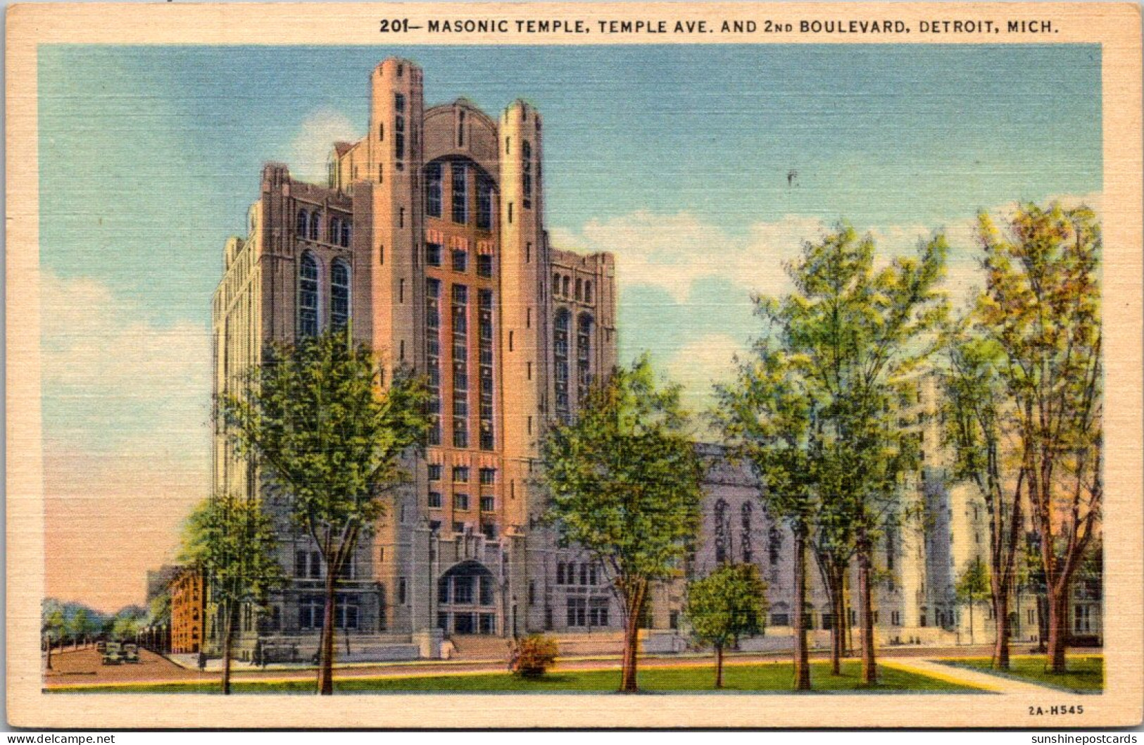 Michigan Detroit Masonic Temple 1956 Curteich - Detroit