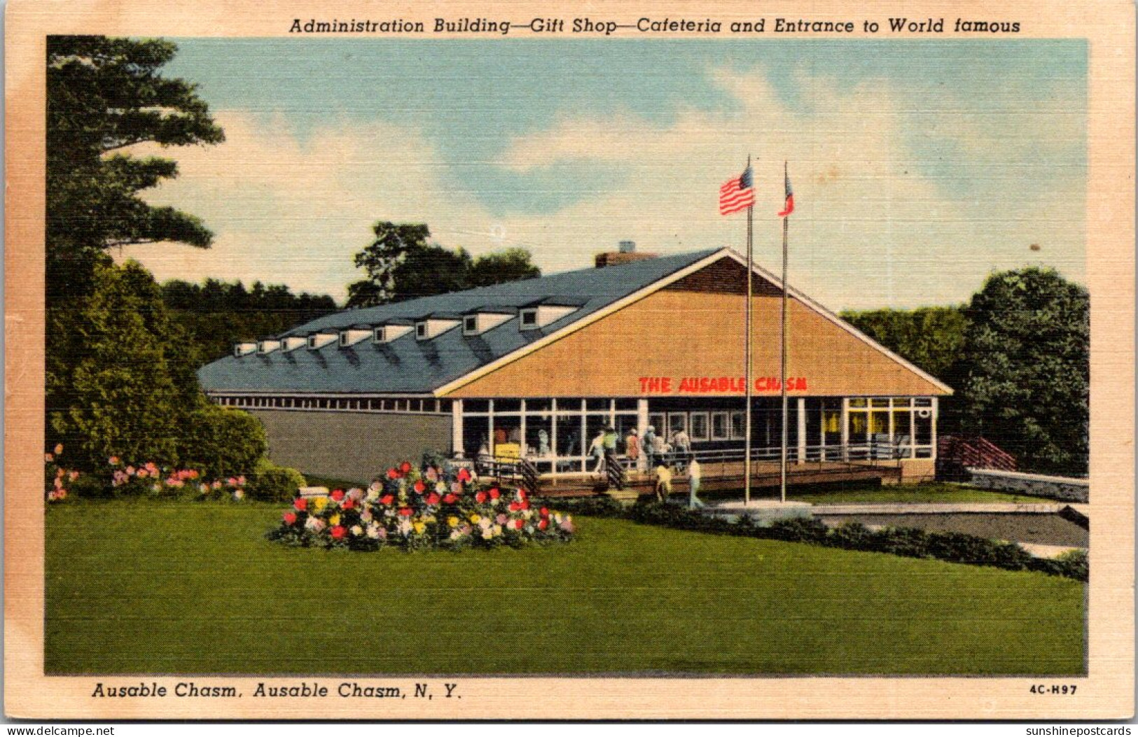 New York Ausable Chasm Administration Building Gift Shop Cafeteria And Entrance Curteich - Adirondack