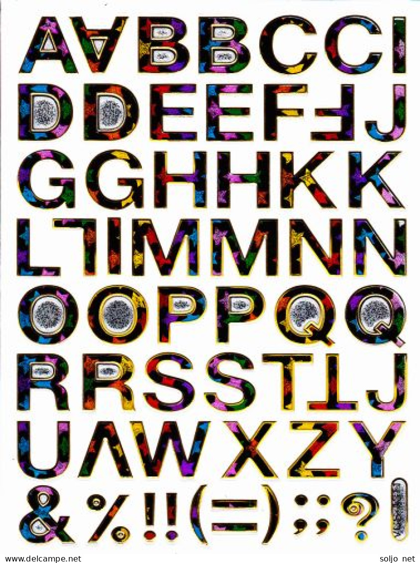 Buchstaben ABC Ziffern Aufkleber Metallic Look / Letters Sticker 13x10 Cm ST042 - Scrapbooking