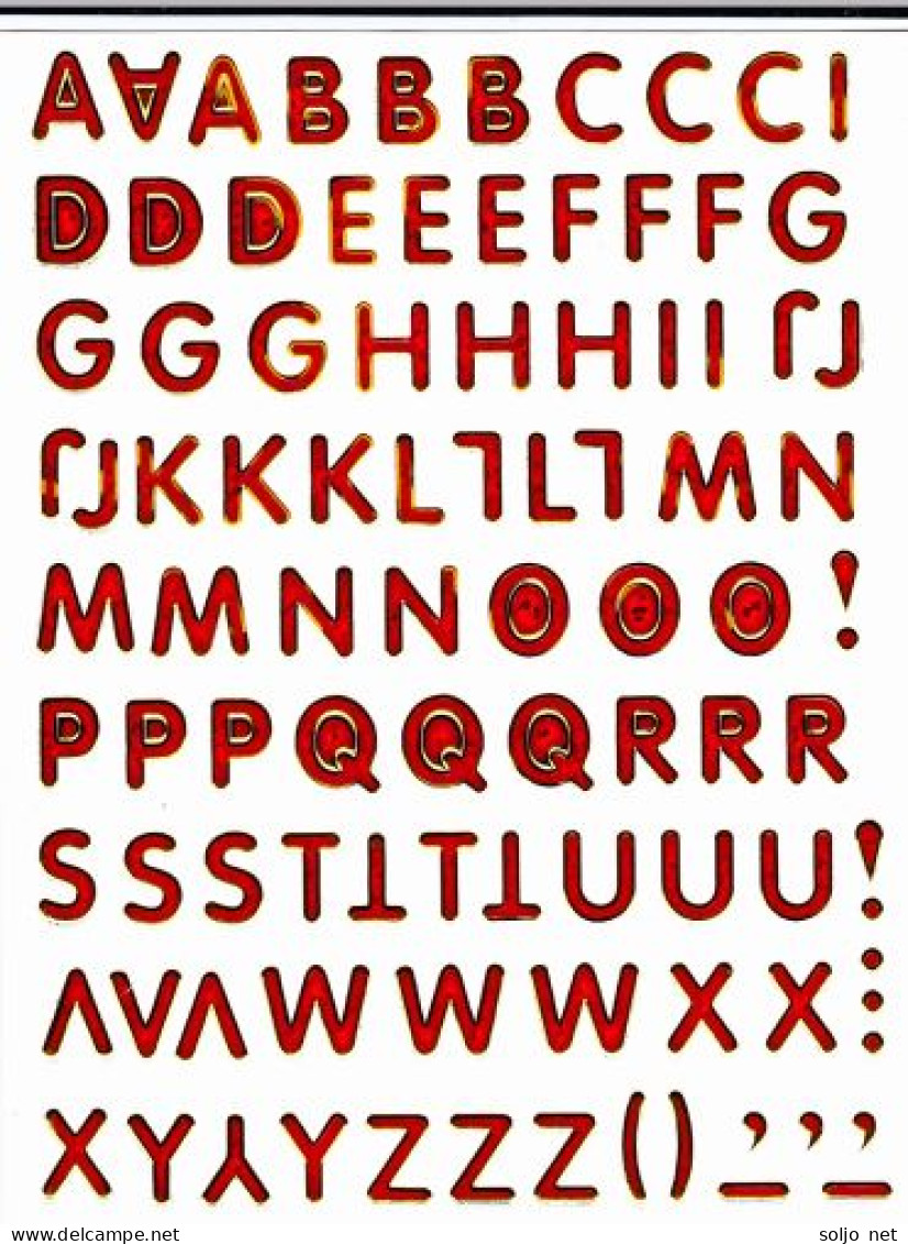 Buchstaben ABC Ziffern Aufkleber Metallic Look / Letters Sticker 13x10 Cm ST129 - Scrapbooking