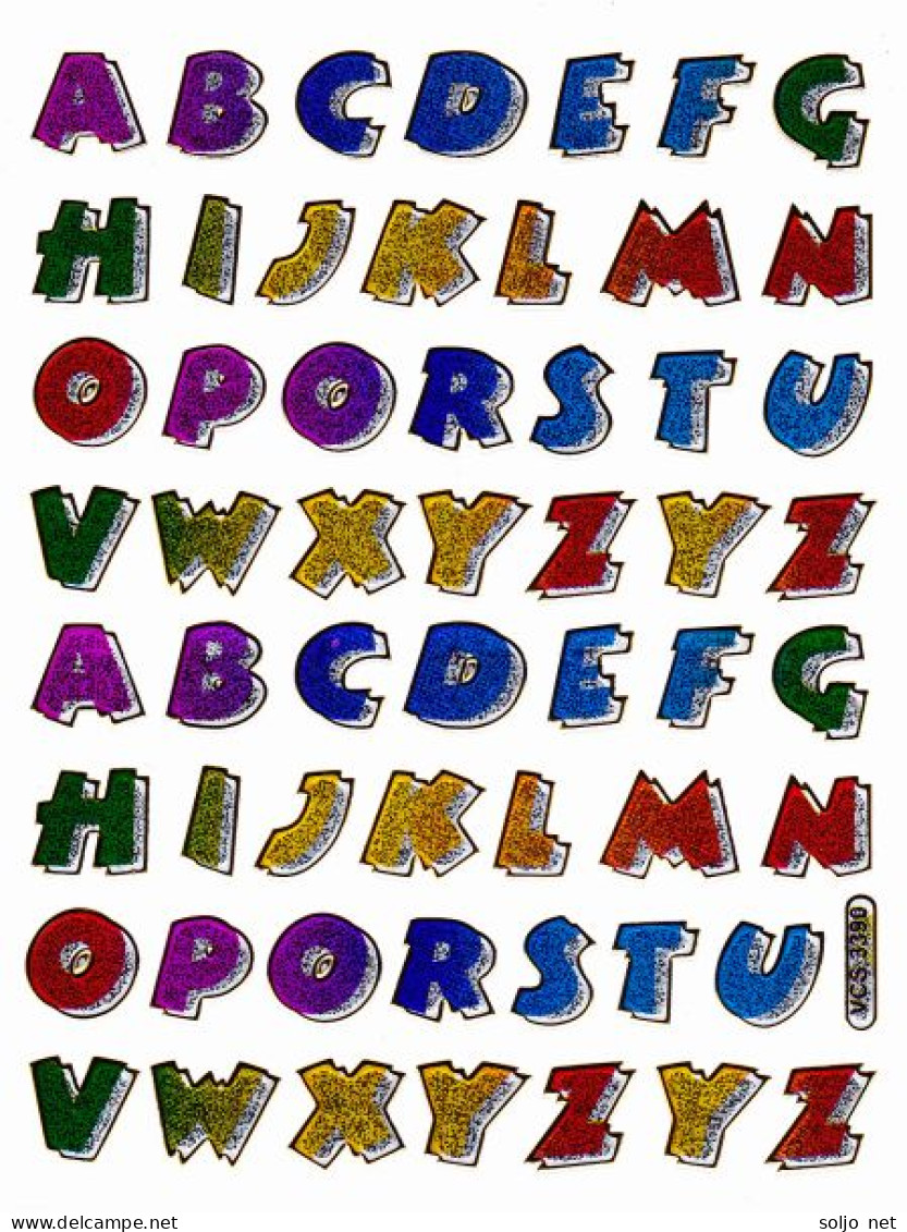 Buchstaben ABC Ziffern Aufkleber Metallic Look / Letters Sticker 13x10 Cm ST132 - Scrapbooking