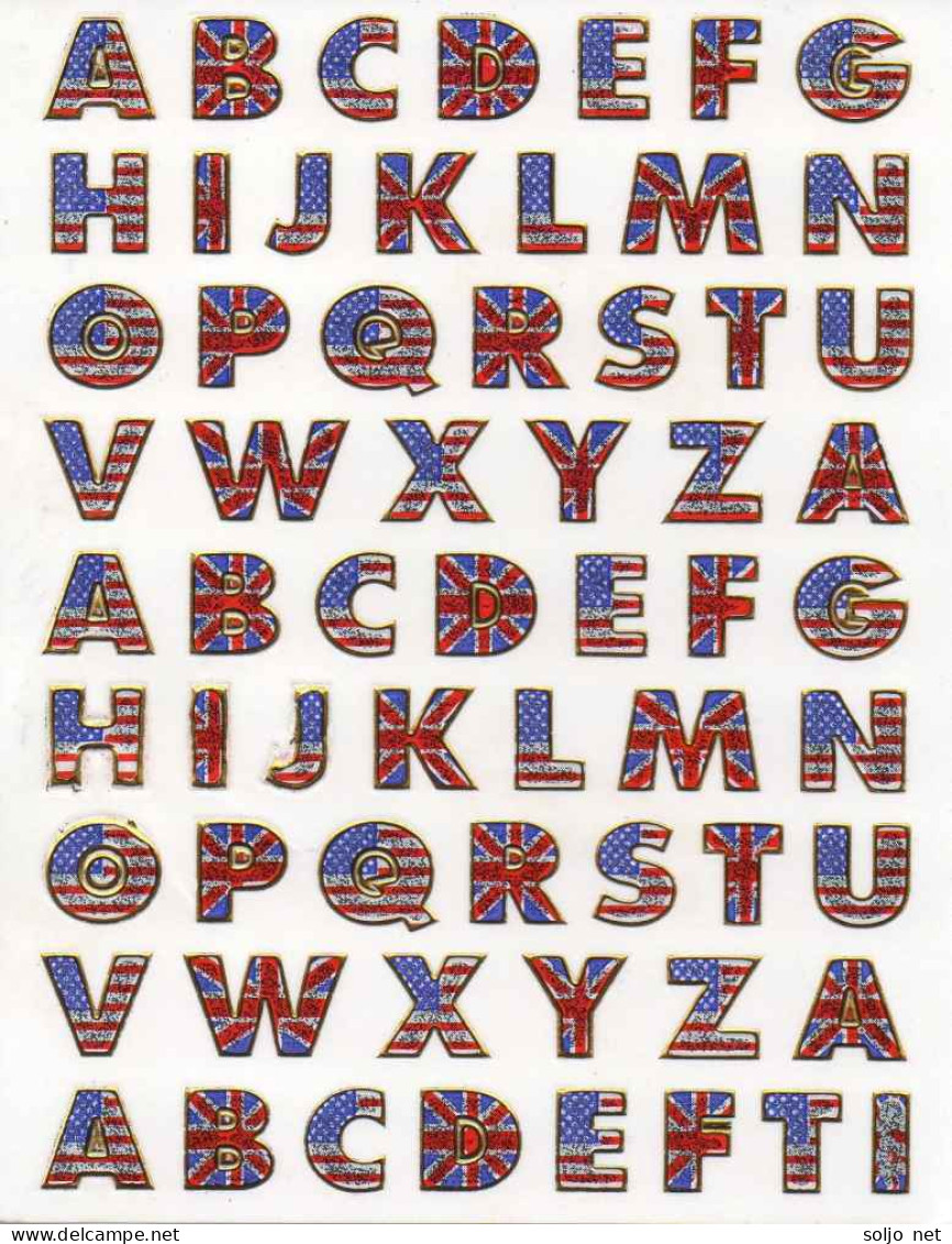 Buchstaben ABC Ziffern Aufkleber Metallic Look / Letters Sticker 13x10 Cm ST134 - Scrapbooking