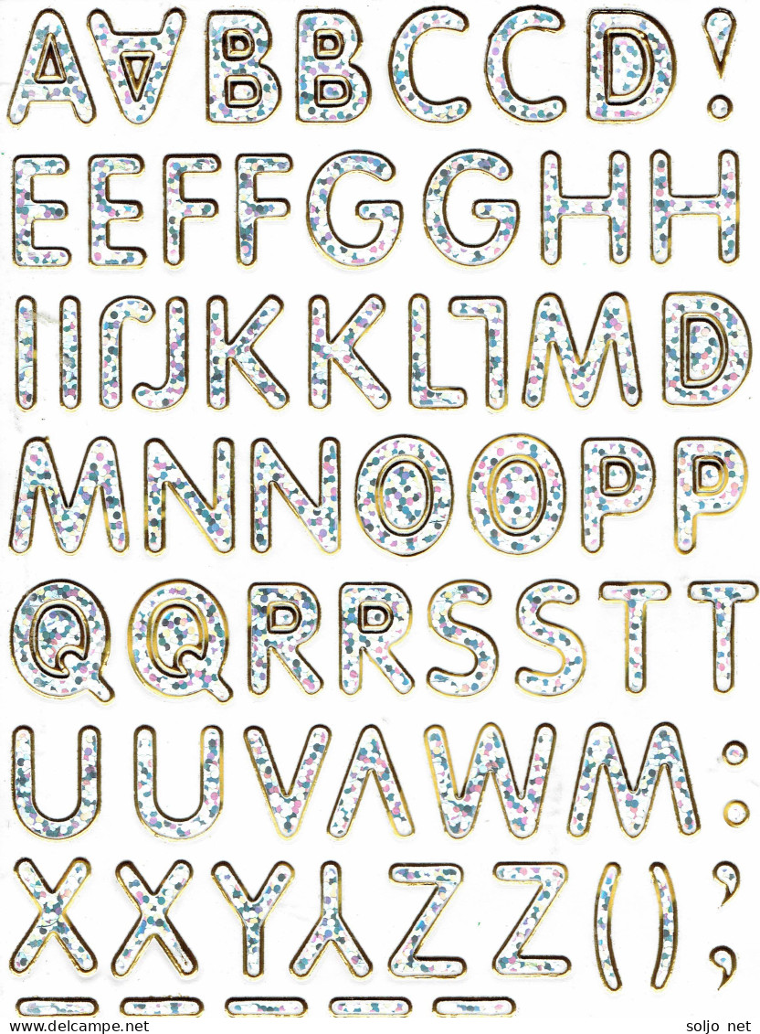 Buchstaben ABC Ziffern Aufkleber Metallic Look / Letters Sticker 13x10 Cm ST133 - Scrapbooking