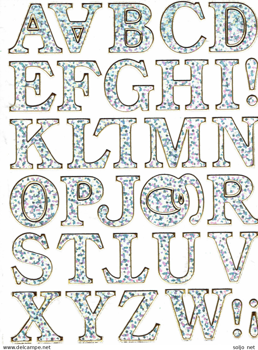 Buchstaben ABC Ziffern Aufkleber Metallic Look / Letters Sticker 13x10 Cm ST142 - Scrapbooking