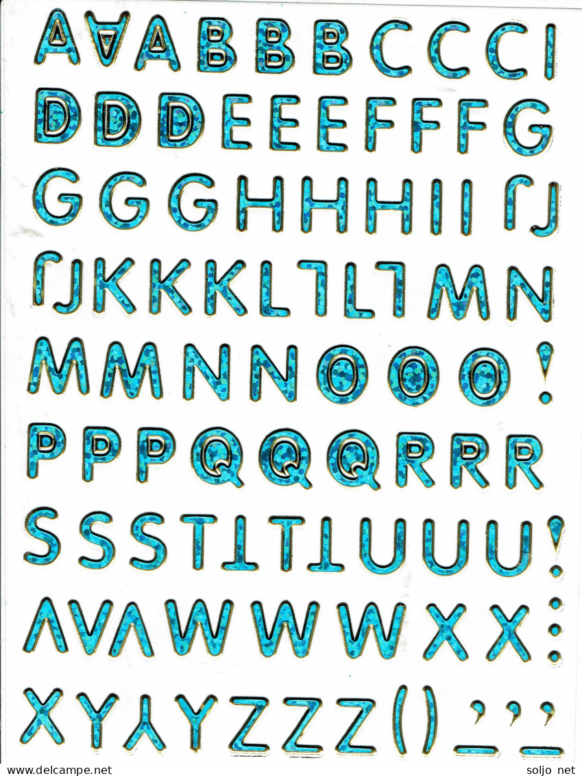 Buchstaben ABC Ziffern Aufkleber Metallic Look / Letters Sticker 13x10 Cm ST166 - Scrapbooking