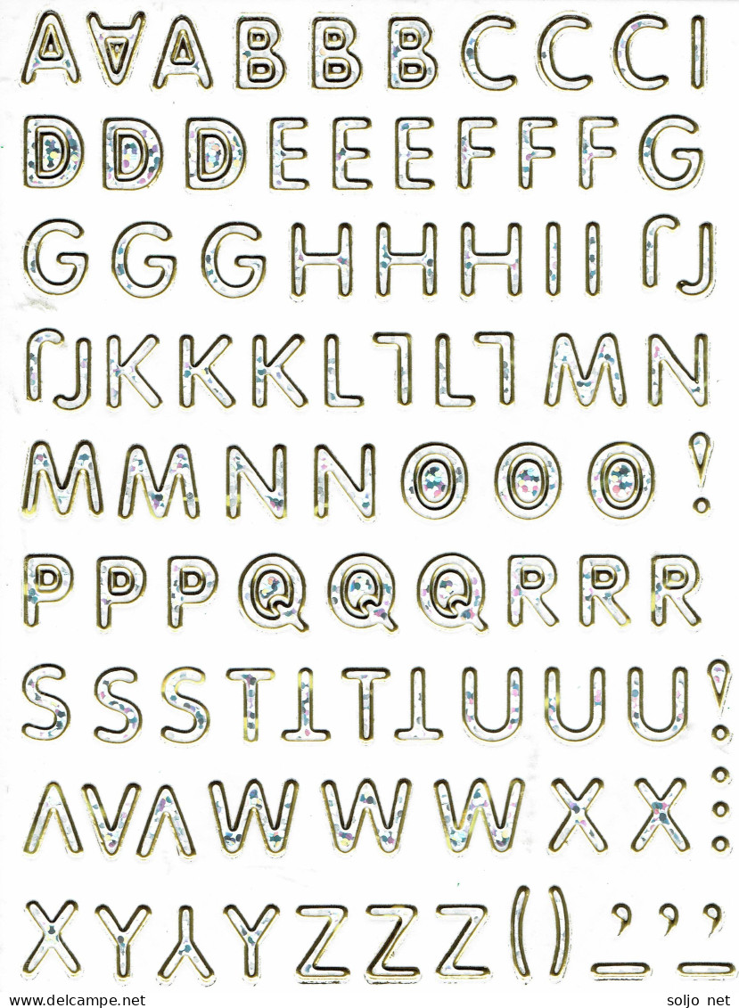 Buchstaben ABC Ziffern Aufkleber Metallic Look / Letters Sticker 13x10 Cm ST167 - Scrapbooking