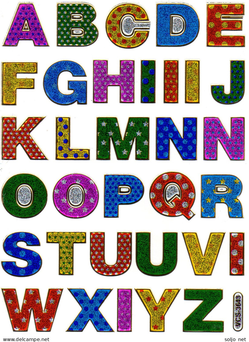 Buchstaben ABC Ziffern Aufkleber Metallic Look / Letters Sticker 13x10 Cm ST285 - Scrapbooking