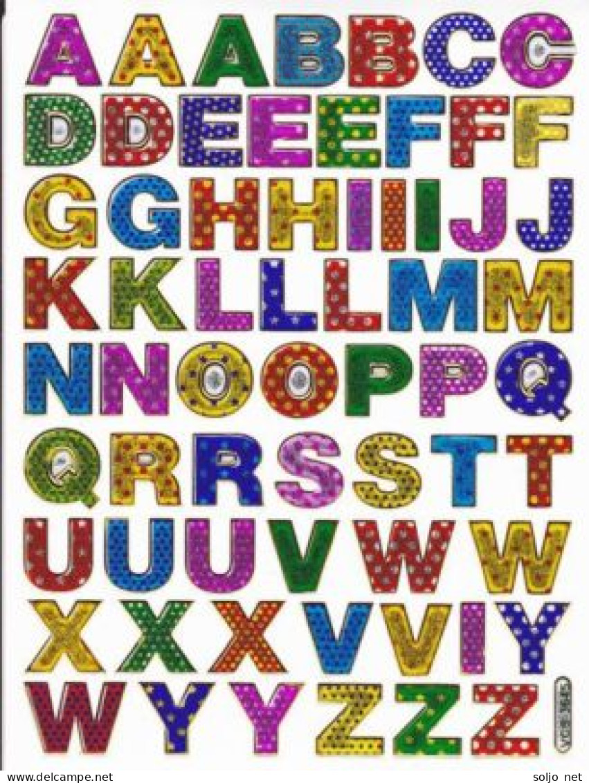 Buchstaben ABC Ziffern Aufkleber Metallic Look / Letters Sticker 13x10 Cm ST317 - Scrapbooking