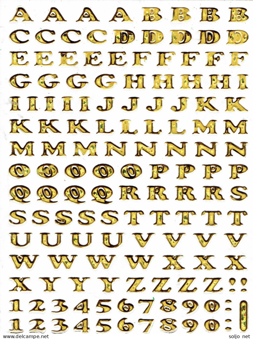 Buchstaben ABC Ziffern Aufkleber Metallic Look / Letters Sticker 13x10 Cm ST320 - Scrapbooking