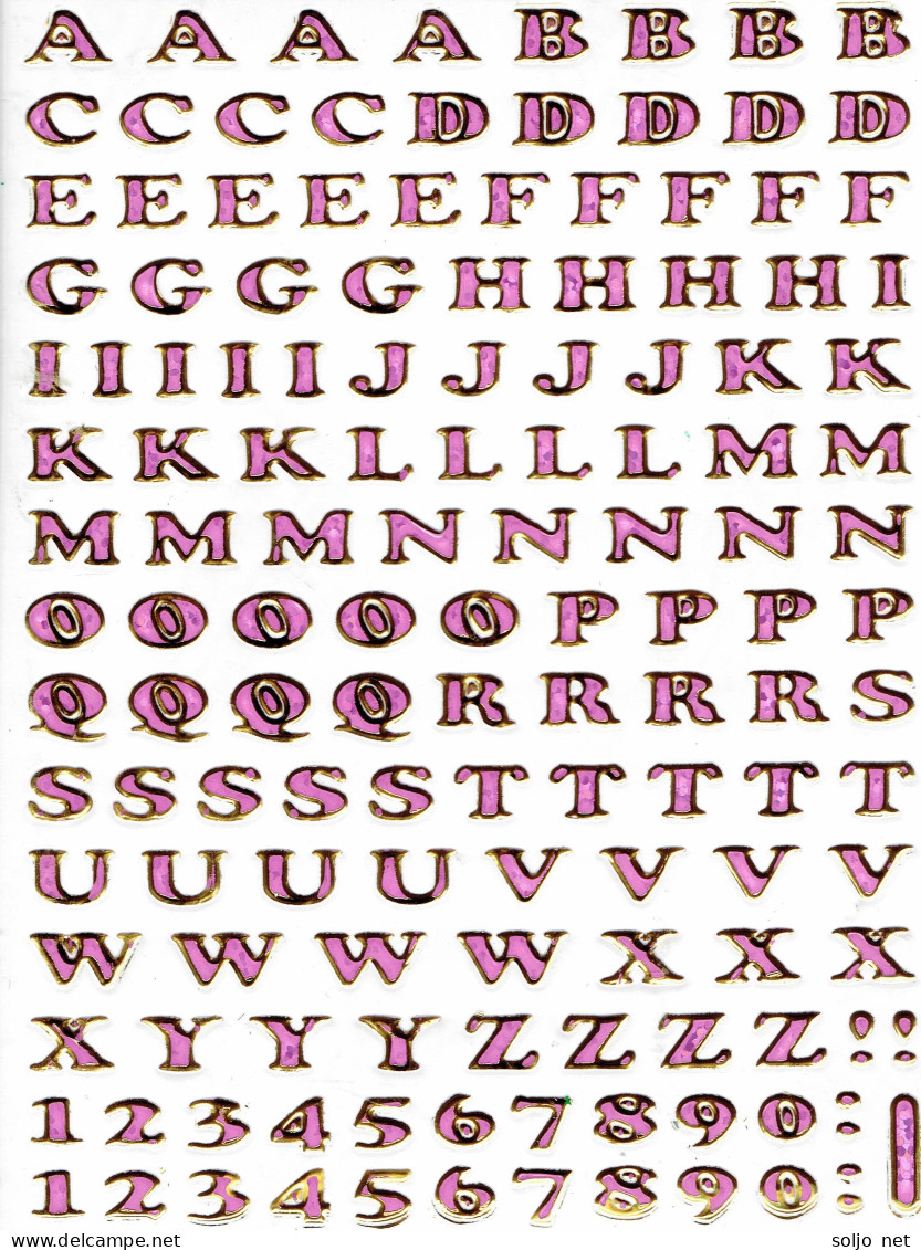 Buchstaben ABC Ziffern Aufkleber Metallic Look / Letters Sticker 13x10 Cm ST322 - Scrapbooking