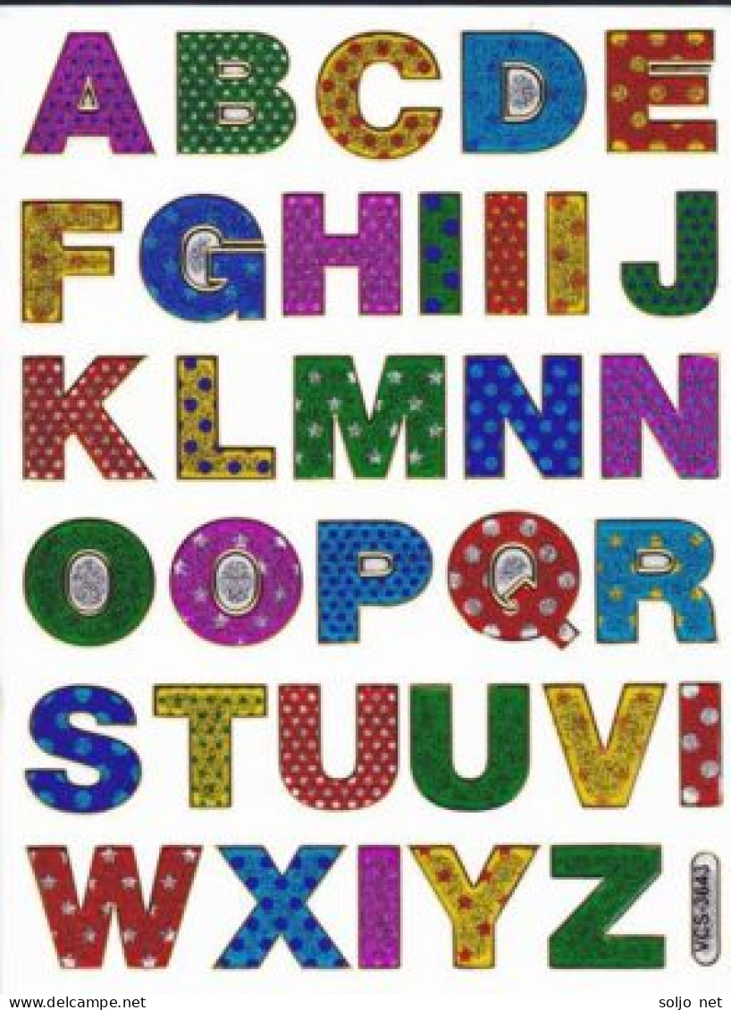 Buchstaben ABC Ziffern Aufkleber Metallic Look / Letters Sticker 13x10 Cm ST329 - Scrapbooking