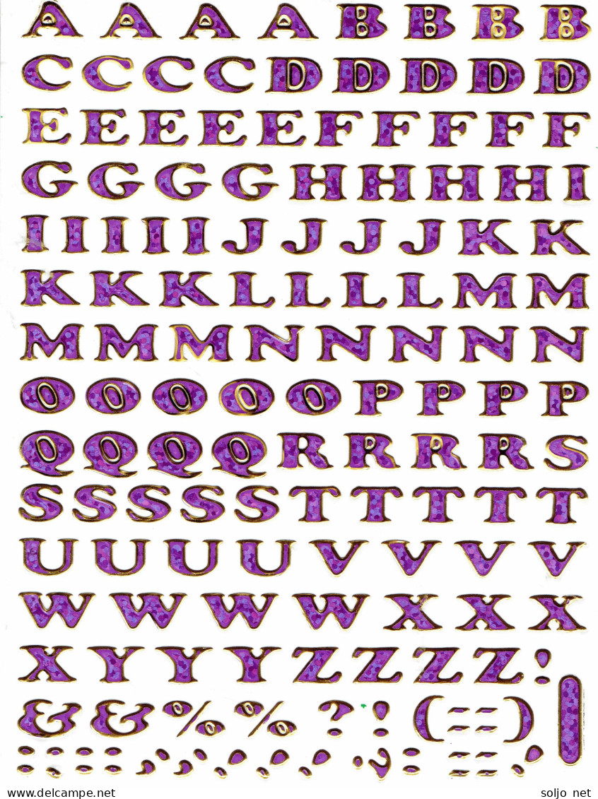 Buchstaben ABC Ziffern Aufkleber Metallic Look / Letters Sticker 13x10 Cm ST338 - Scrapbooking