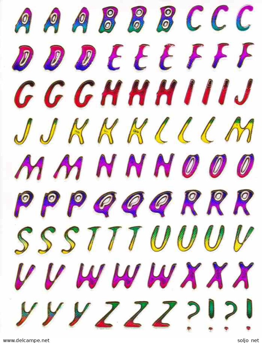 Buchstaben ABC Ziffern Aufkleber Metallic Look / Letters Sticker 13x10 Cm ST458 - Scrapbooking