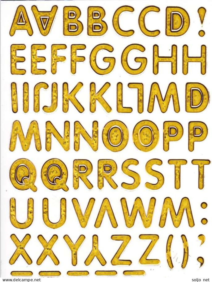 Buchstaben ABC Ziffern Aufkleber Metallic Look / Letters Sticker 13x10 Cm ST521 - Scrapbooking
