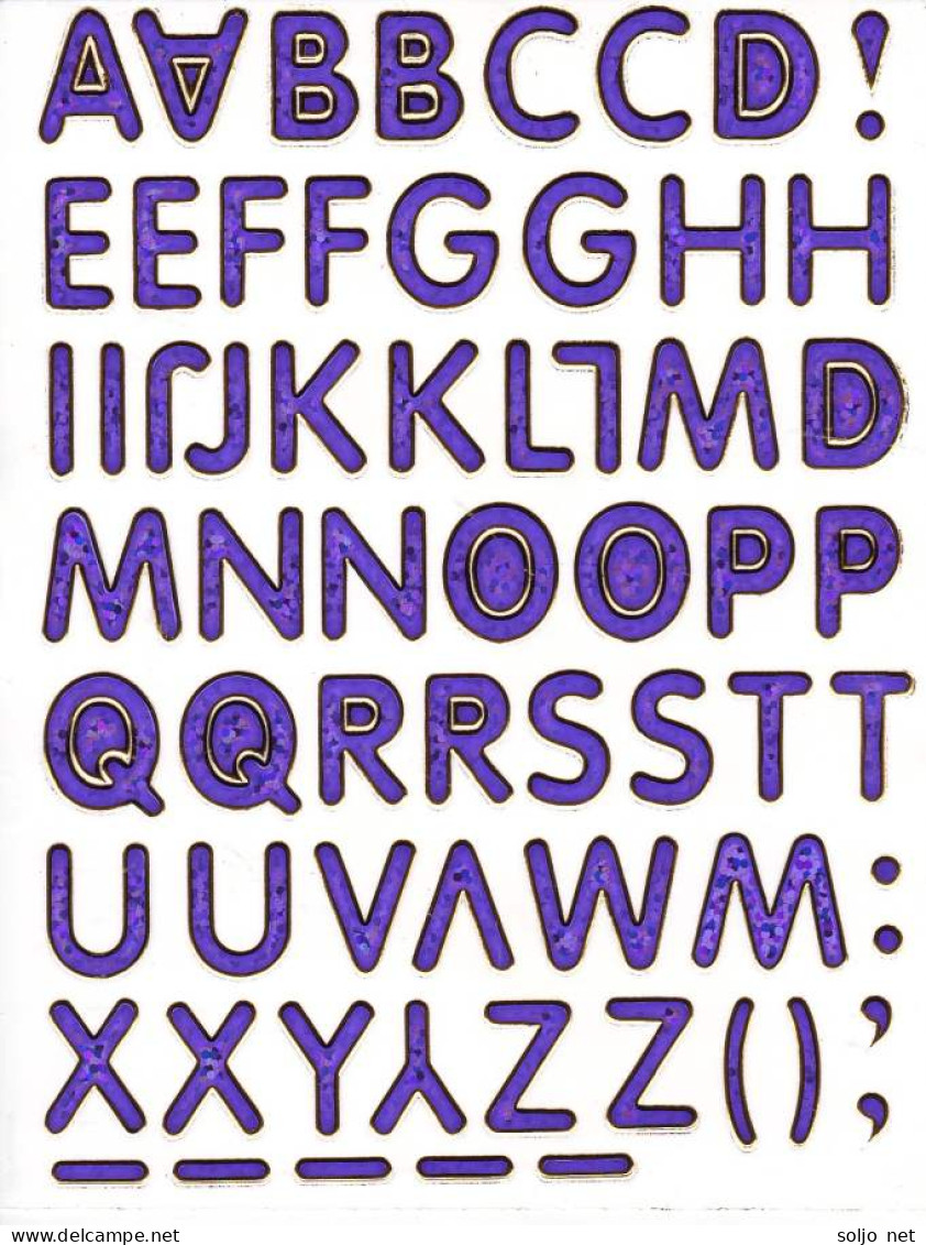 Buchstaben ABC Ziffern Aufkleber Metallic Look / Letters Sticker 13x10 Cm ST527 - Scrapbooking